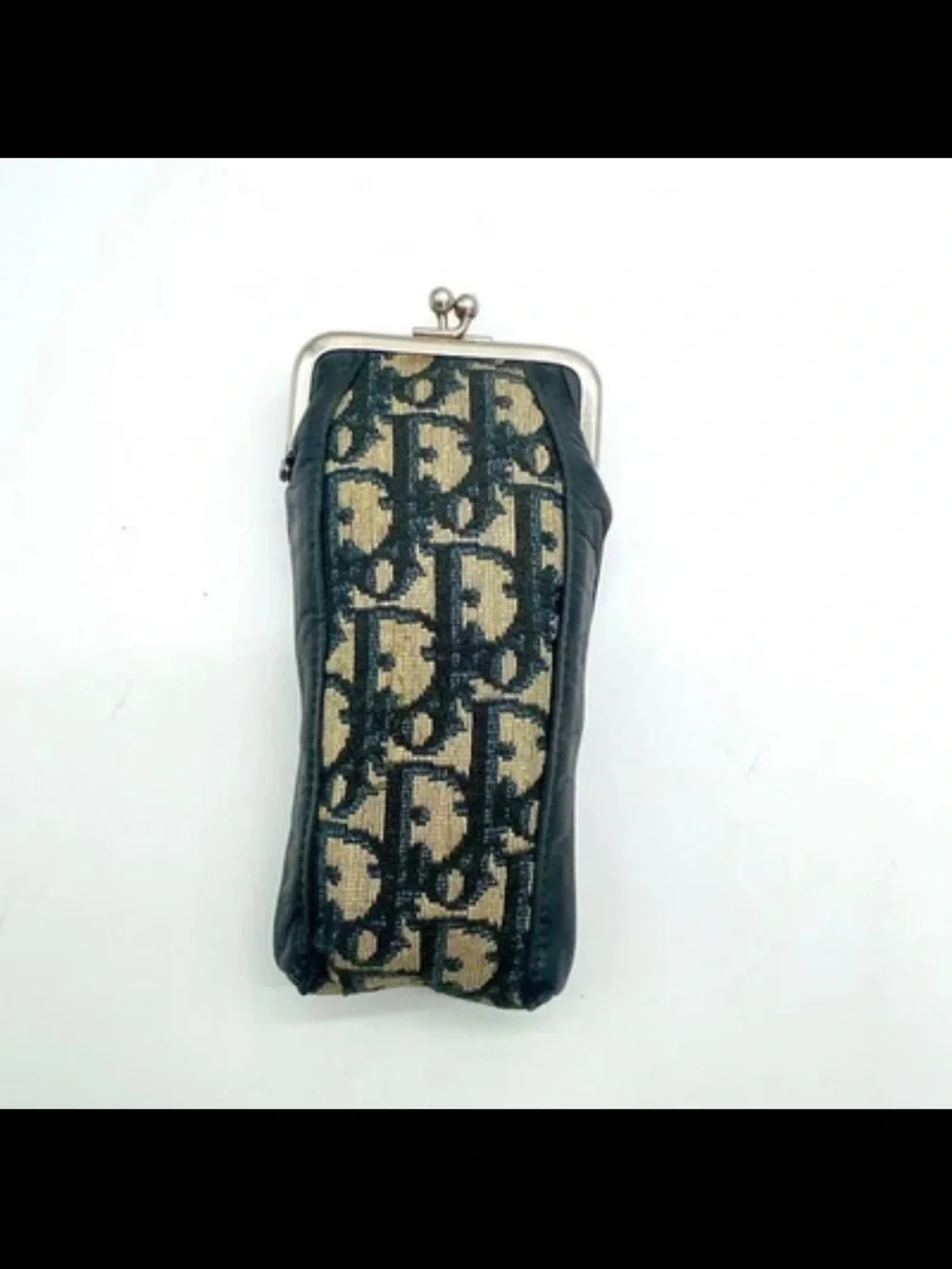 Dior Black and Beige Monogram Kiss-Lock Cosmetic Pouch